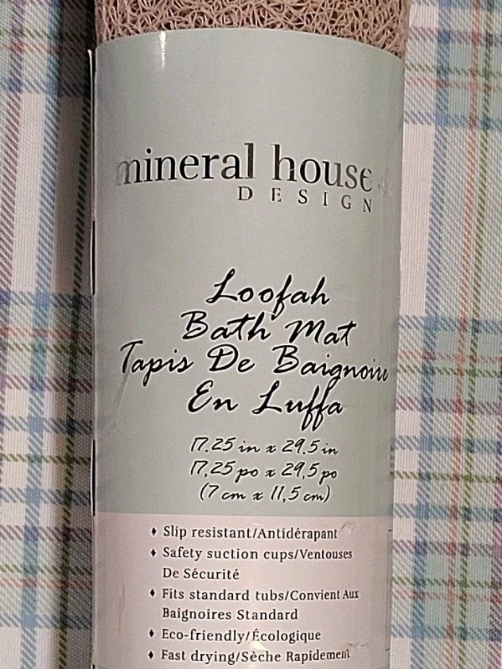 Mineral House Design Luffa Bath Mat Beige Fast Drying 17.25x29.5in